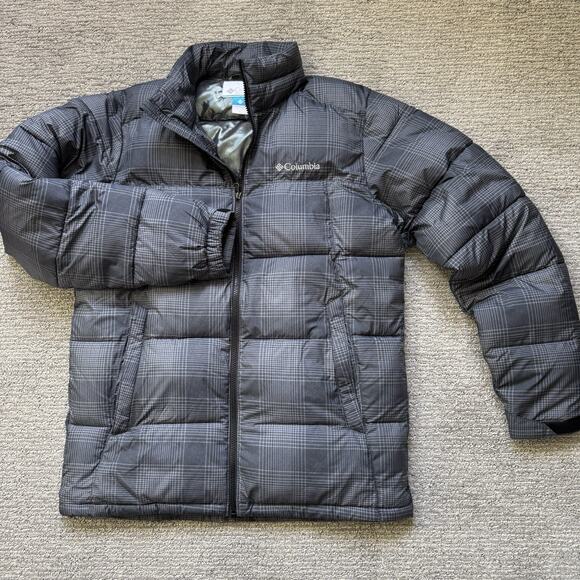 Columbia Jacket Mens Small Pike Lake Gray Plaid Lightweight Puffer Omni Heat - Picture 2 of 11